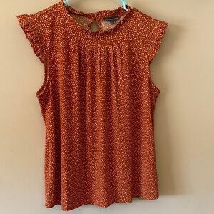 Adrianna Papell Rust and White Patterned Blouse